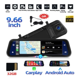 9.66" Car Stereo Radio Wireless Apple Carplay Android Auto GPS Front Rear Camera - Picture 1 of 23