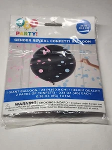 3-2-1 Party Gender Reveal Confetti Balloon 24 In. Helium Quality Black New - Picture 1 of 2