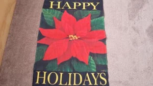 Christmas HAPPY HOLIDAYS Poinsettia Flower Beautiful House Flag 36 x 24 NEW - Picture 1 of 3