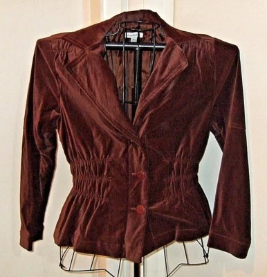 Chaqueta para mujer de terciopelo marrón con botones de Joan Rivers - talla mediana - nueva sin etiquetas Foto 1 de 4