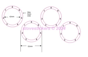 STOVE HOB ELECTRIC DIAL NUMBERS 1-6 ANTI-CLOCKWISE STICKERS WITH ZERO AT TOP - Picture 1 of 5