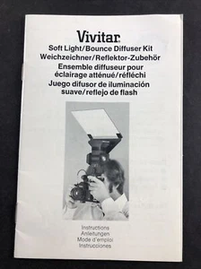 Vivitar Soft Light Bounce Diffuser Kit Guide for 283 flash Owners Manual Instruc - Picture 1 of 2