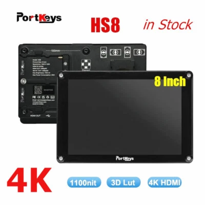 Portkeys HS8 8inch 1000nit Super Brightness 4K 3G-SDI HDMI Camera Video Monitor - Image 1 of 4