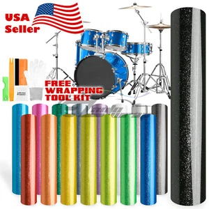 Drum Wrap Vinyl Kit Gloss Glitter Sparkle For Snare Kick Bass Tom WMP Shell Skin - Picture 1 of 116