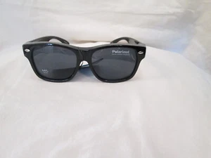 Solar Shield Fit Over Sunglasses Black Fashion Polarized M/L #FO-037 New - Picture 1 of 2
