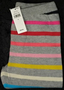 Girls Gap Kids Gray & Multicolor Striped Knit Leggings Pants- NWT - Picture 1 of 4