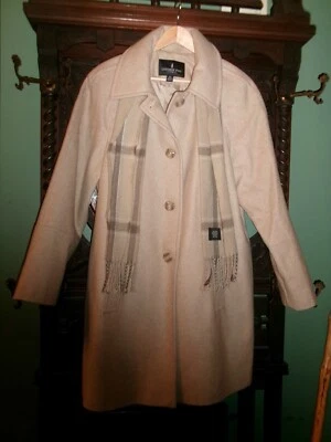 Cappotto auto London Fog donna XL beige misto lana poli foderato APPENA RIDOTTO  - Immagine 1 di 4