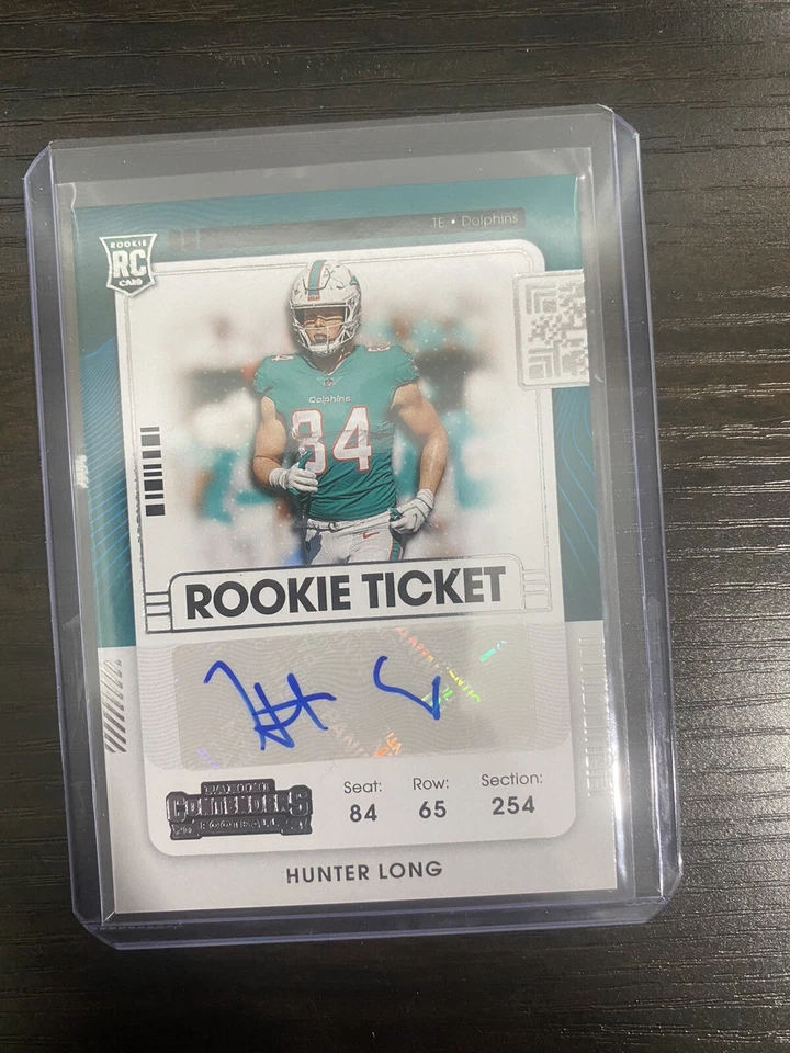 2021 Contenders Hunter Long Rookie Ticket Autograph Auto RC #185 Dolphins B696 - Image 1 of 1
