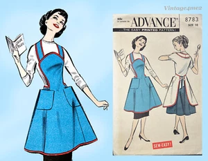 1950s Vintage Advance Sewing Pattern 8783 Uncut Misses Full Bib Apron Size 30 B - Picture 1 of 6