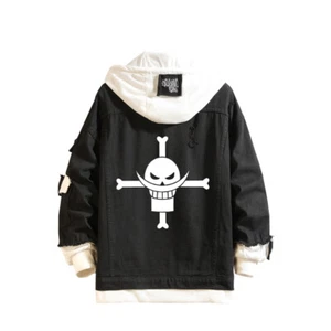 Hombres Mujeres Negro Jeans Abrigo Anime Blanco Barba Denim Chaqueta Hip-Hop Prendas para el torso - Imagen 1 de 7