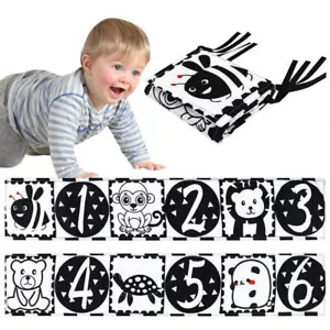 Sensory Cloth Book High Contrast Baby Toys Newborn Crib Toys Black and White - Picture 1 of 7