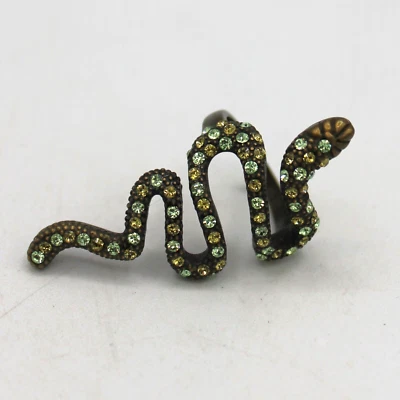 Anillo Serpiente Joan Rivers con Estrás Verde Tono Bronce Talla 7 Foto 1 de 4