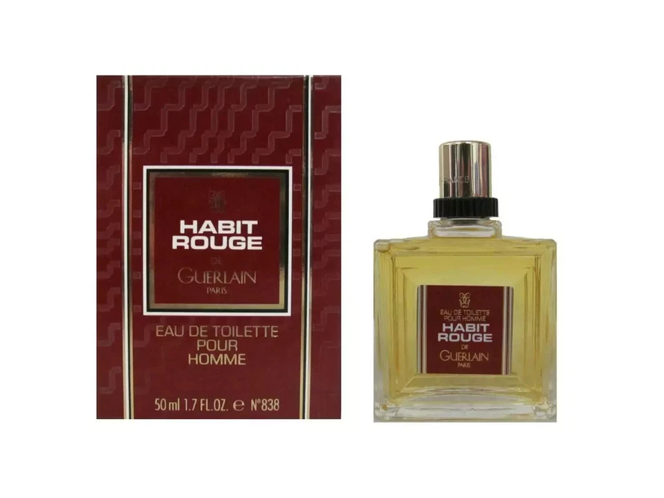 Habit Rouge de Guerlain Colonia 1.7 OZ Eau de Toilette SPLASH Pour Homme DE COLECCIÓN Foto 1 de 3
