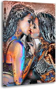 Samarel,Metal Lesbian Couple Poster Decorative Painting Canvas Wall Art - Picture 1 of 7