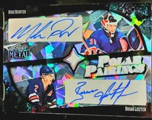 2025 Leaf Metal POLAR PAIRING MIKE RICHTER BRIAN LEETCH BLUE CRYSTAL 1/1 DUAL AU - Picture 1 of 2