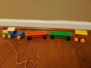 VINTAGE 1960s/1970s Playskool Wooden Train Classic Pull Toy - Picture 1 of 13