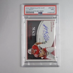 J J Watt 2022 Immaculate Collegiate Ink Ruby Auto /49 PSA 9 - Bild 1 von 7