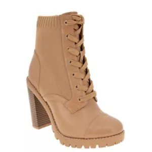 BCBGeneration Pilas Women’s Faux Leather Lace-up Booties Tan Size 9.5 NWB - Picture 1 of 5