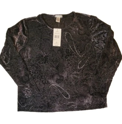 Blusa Laura Ashley Terciopelo Suave Elastizada Para Mujer Grande Manga Larga Nueva Con Etiquetas Foto 1 de 4