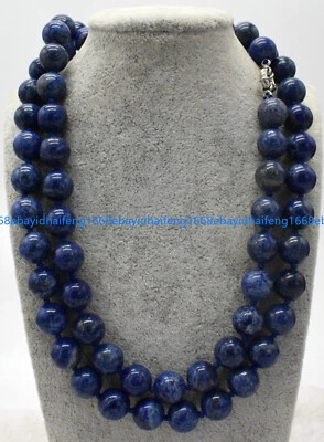 Natürlich 12mm Blau Lapis Lazuli Rund Edelstein Perlen Halskette 18-36" - Bild 1 von 4