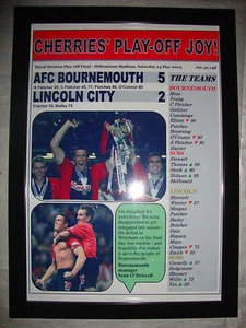 AFC Bournemouth 5 Lincoln City 2 - 2003 Play-off Finale - gerahmter Druck - Bild 1 von 2