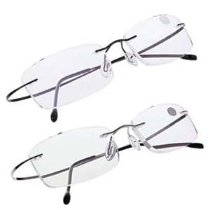 Unisex Ultralight Spectacles Rimless Eyeglass Reading Glasses Memory Titanium - Picture 1 of 14