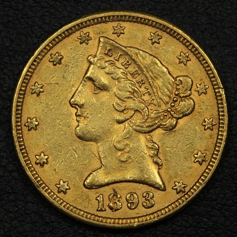 1893 $5 Five Dollar Liberty Head Gold Half Eagle Cover