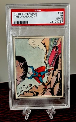 1940 SUPERMAN THE AVALANCHE #33 PSA 1 (MK) Poor RARE Vintage Card Philly Gum - Image 1 of 3