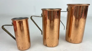 Set di misurini da parete in rame 3 pezzi vintage 3/4, 1/4, 1/2 - Foto 1 di 6
