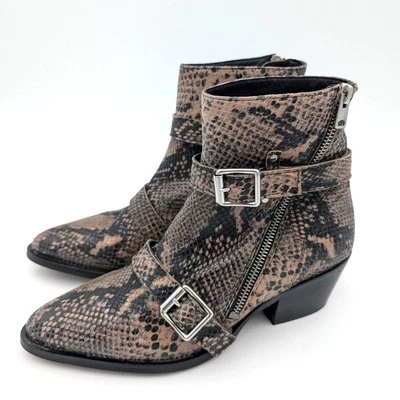Botín AllSaints Lior Punta Para Mujer Cuero Taupe Serpiente Talla US9 EU39 Foto 1 de 4