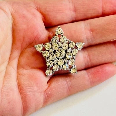 Sonia Rykiel Sparkly Star Push Pin Brooch Clear crystal rhinestone High end rare - Image 1 of 4