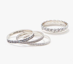 Or Paz Sterling Silver Set of 5 Two-Tone Ring Set, Size 6 - Picture 1 of 1