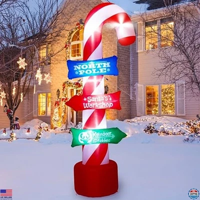 8FT Inflatable Candy Canes - Christmas Yard Decorations with Rotating LED Lights — 第 1/4 张图片