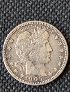 1905 Barber Silver Quarter coin - Picture 1 of 2