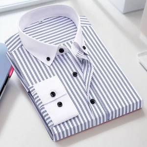 Camisas de vestir para hombre cuello blanco de lujo negocios puño francés camisas formales top - Imagen 1 de 16