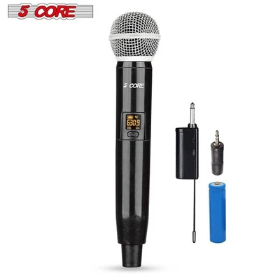 5 CORE Wireless Black Dynamic Microphone 1 Piece Handheld Portable Cordless Micr - Image 1 of 4