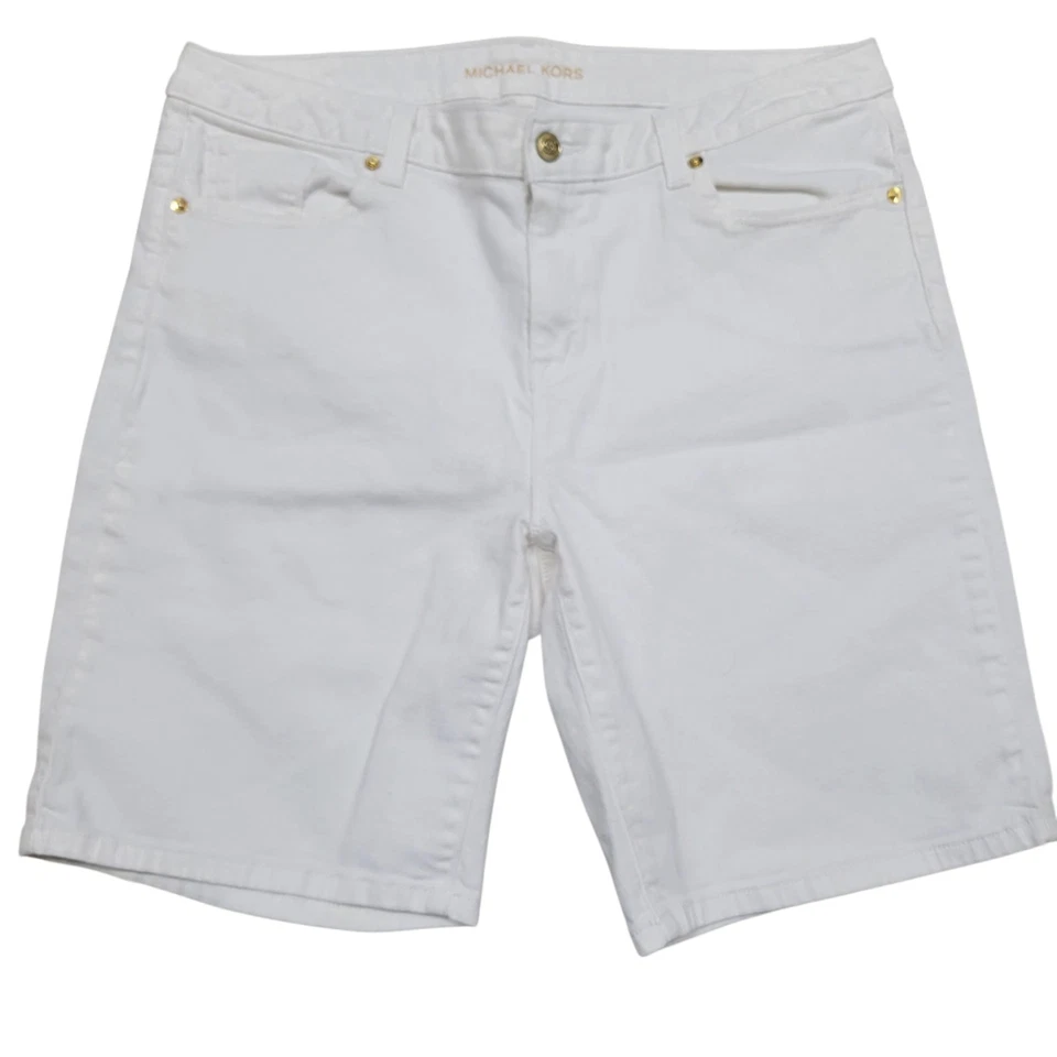 Bermuda jeans branca Michael Kors tamanho 12 cintura 36 costura interna 9 feminina  - Imagem 1 de 4