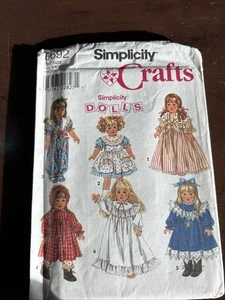 Simplicity Pattern 8692 Wardrobe For 18” Doll - Picture 1 of 3