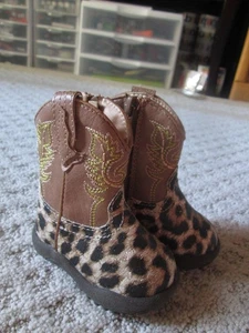 Stivali da vampiro leopardati marroni glitter Roper neonato bambina taglia 1 PULL ON - Foto 1 di 3
