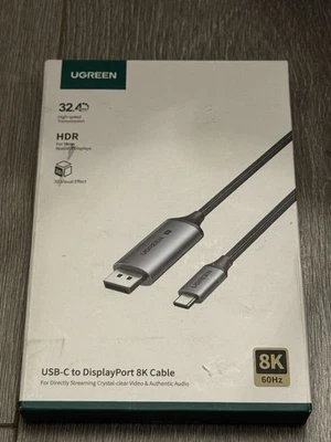  Кабель USB на тип C UGREEN 8K Displayport 60 Гц 32,4 Гбит/с 3D видео и аудио - Изображение 1 из 2