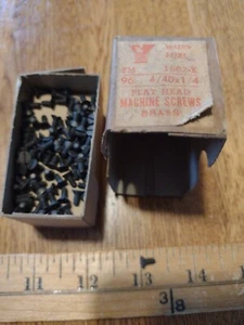 4-40 x 1/4"  FLAT HEAD MACHINE SCREWS BRASS. QTY: 96. NOS - Picture 1 of 2