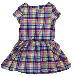 Cat & Jack Girls Dress Pastel Plaid Sz Large 10-12 Short Sleeve - Picture 1 of 10