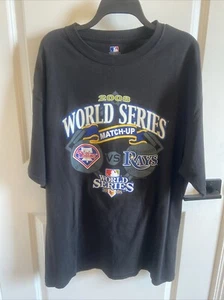 Vintage 2008 MLB World Series Championship T Shirt Black Size XL Rays Phillies - Picture 1 of 4