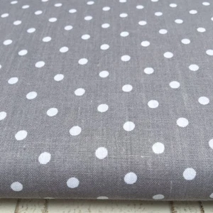 360. Shabby Chic Spots on Grey 100% Cotton Fabric. Price per 1/2 metre - Picture 1 of 1