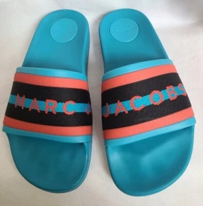 Marc Jacobs Cooper Webbing Aqua Slide Sandal SZ 5 - Picture 1 of 4