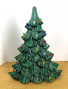 Vintage Ceramic Christmas Tree Slim Flat Mantel Window Green 13.5” No Base - Picture 1 of 14