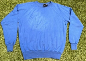 Sudadera vintage años 80 ropa deportiva cuello redondo para hombre L azul en blanco - Imagen 1 de 6