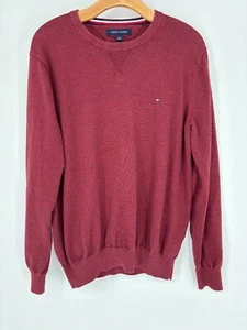 Tommy Hilfiger Maroon Red Knit Pullover Crew Neck Sweater Men's Size Large - Picture 1 of 6