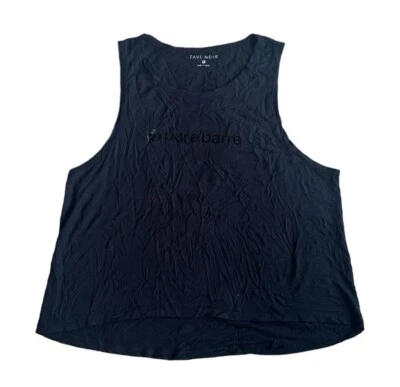 Tavi Noir x Pure Barre Workout Tank Top Black on Black Velvet Logo Breathable - Image 1 of 4