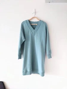 S Country Road Modern V neck Cotton Sweat Dress petrol aqua green long sleeve - Picture 1 of 7